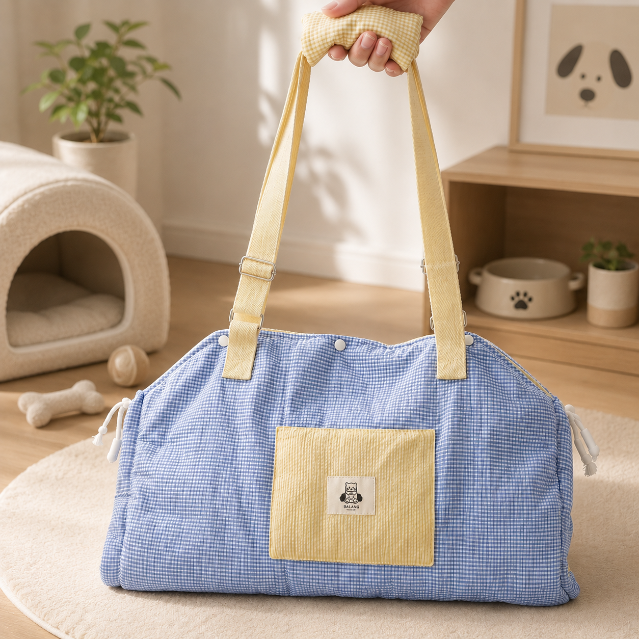 Luxury Portable Pet Carrier Bag for Small Dogs & Cats – Soft Plaid Shoulder Tote Travel Bag