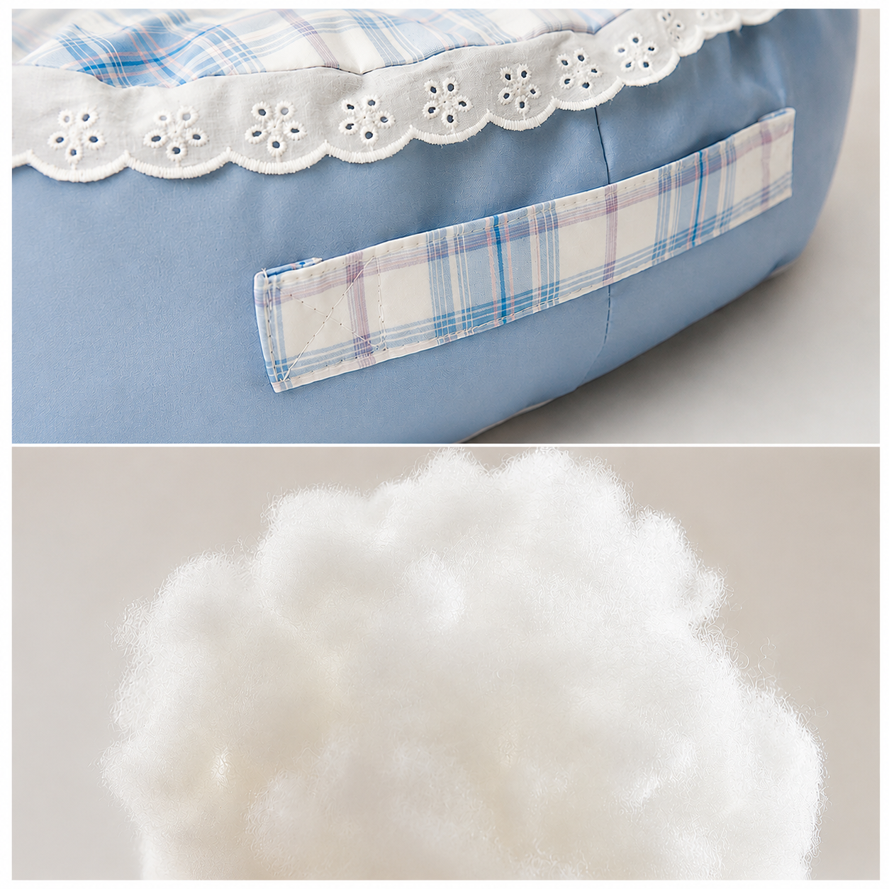 Luxury Soft Dog Bed Washable Pet Sofa Cushion for Small Dogs Cats Cozy Calming Bed Blue Plaid