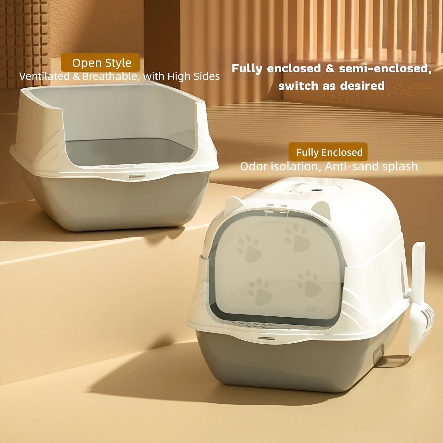 All-in-One Portable Cat Litter Box with Anti-Splash & Odour Control
