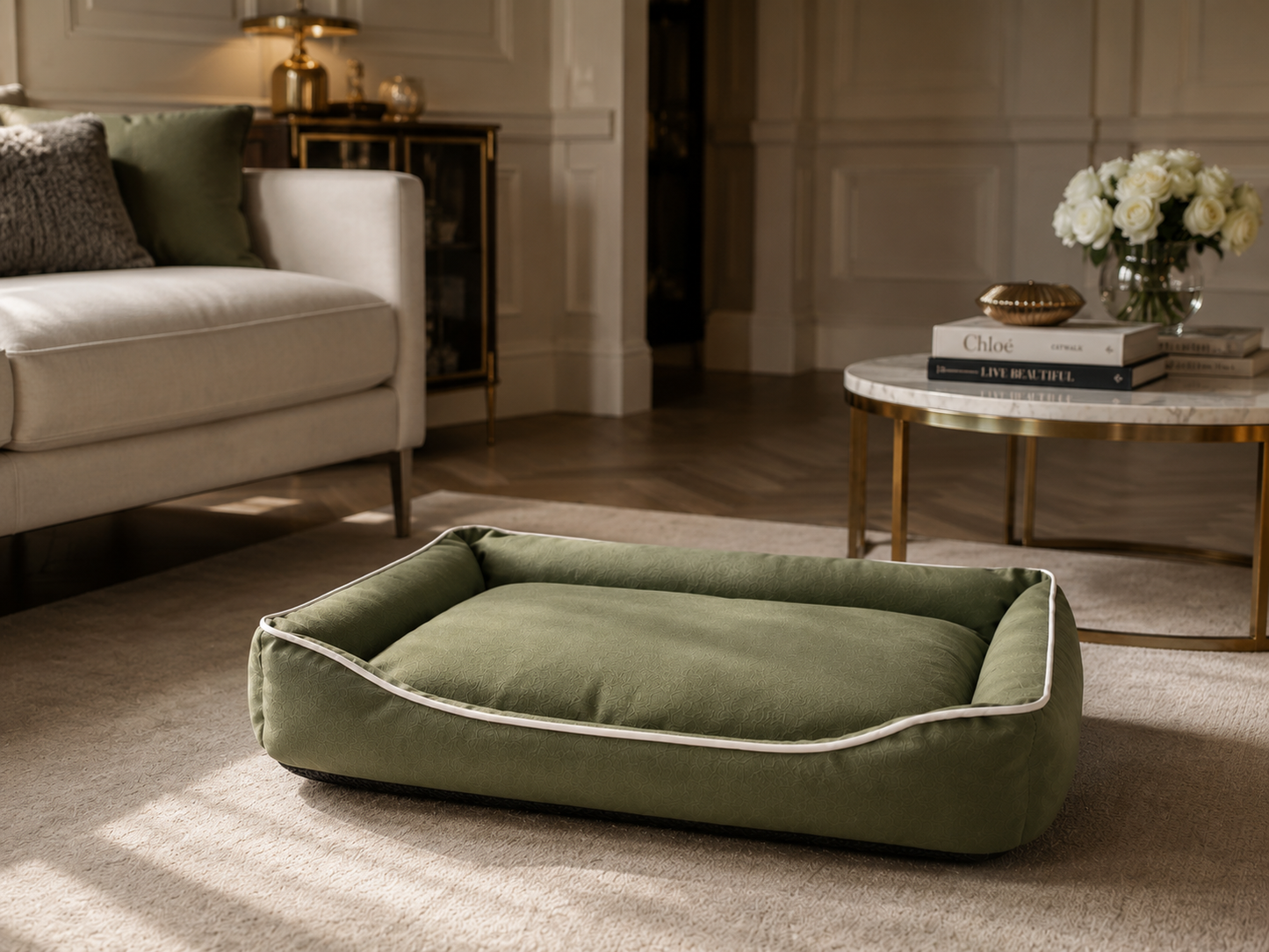 Luxury Removable Dog Bed with Raised Sides – Soft Washable Pet Sofa Bed for Small & Medium Dogs
