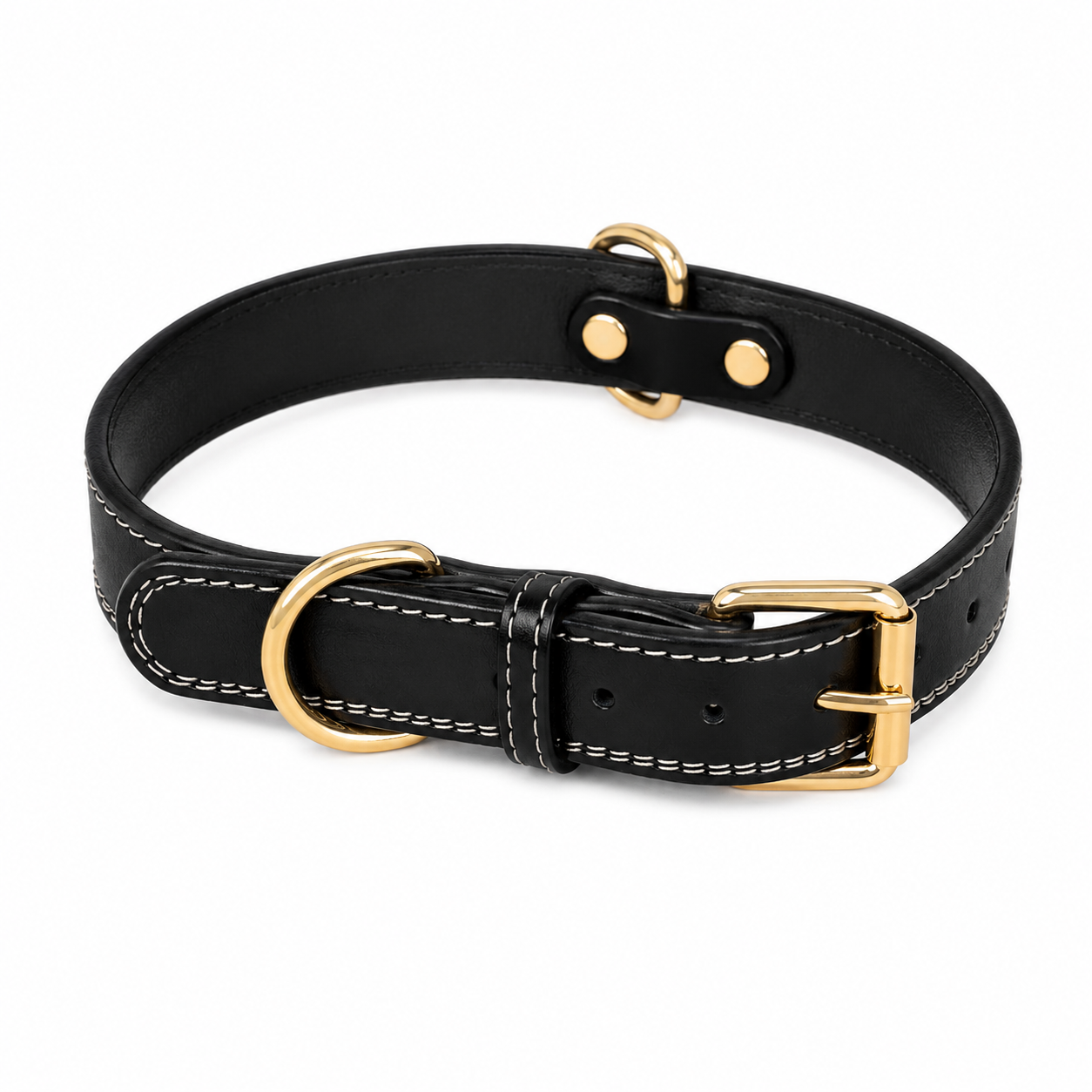 Genuine Leather Dog Collar Luxury Adjustable Pet Collar for Small & Medium Dogs