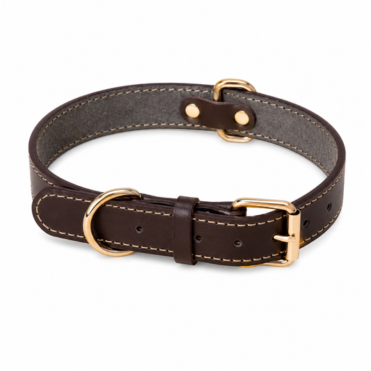 Genuine Leather Dog Collar Luxury Adjustable Pet Collar for Small & Medium Dogs