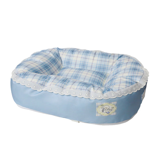 Luxury Soft Dog Bed Washable Pet Sofa Cushion for Small Dogs Cats Cozy Calming Bed Blue Plaid