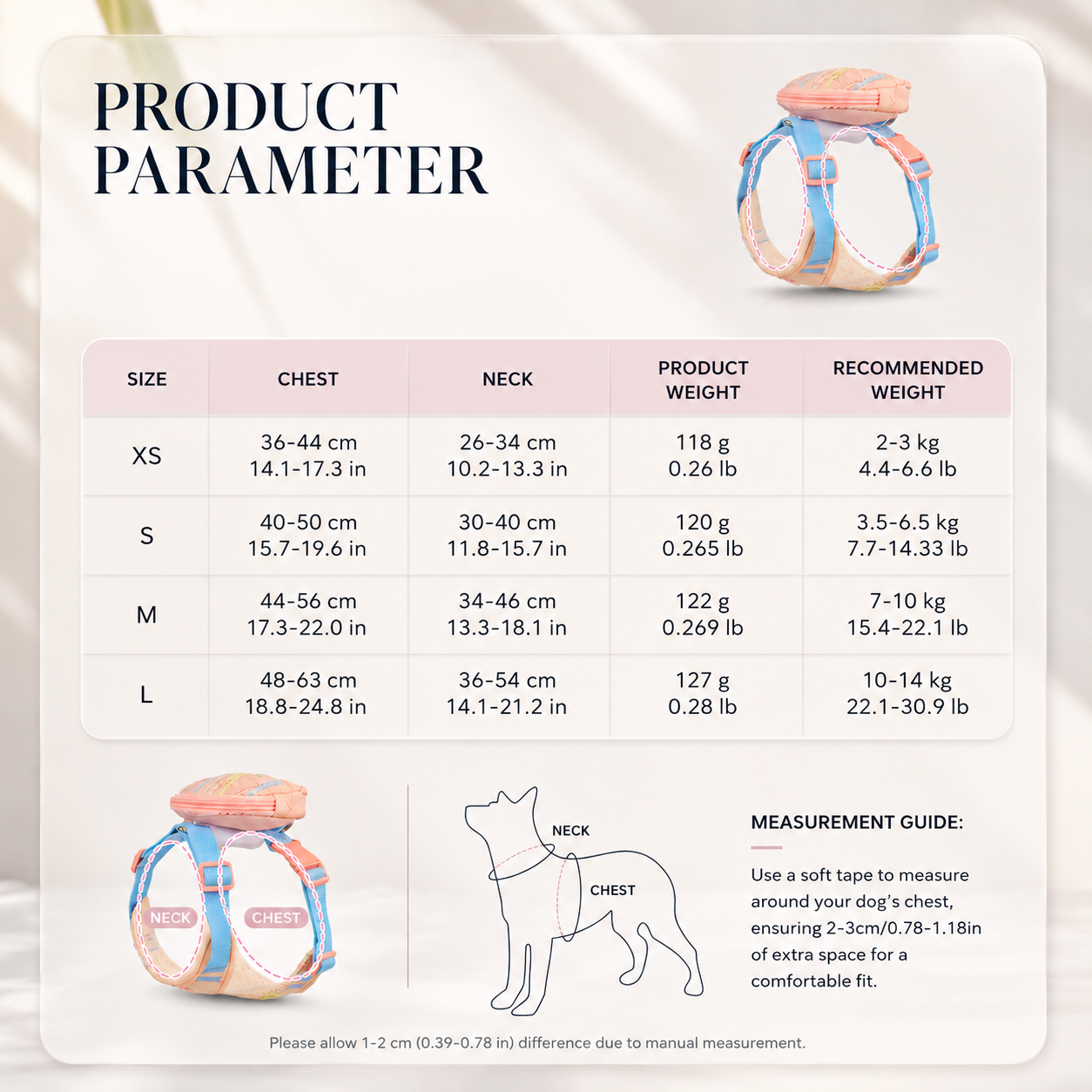 Pastel Breathable Dog Harness