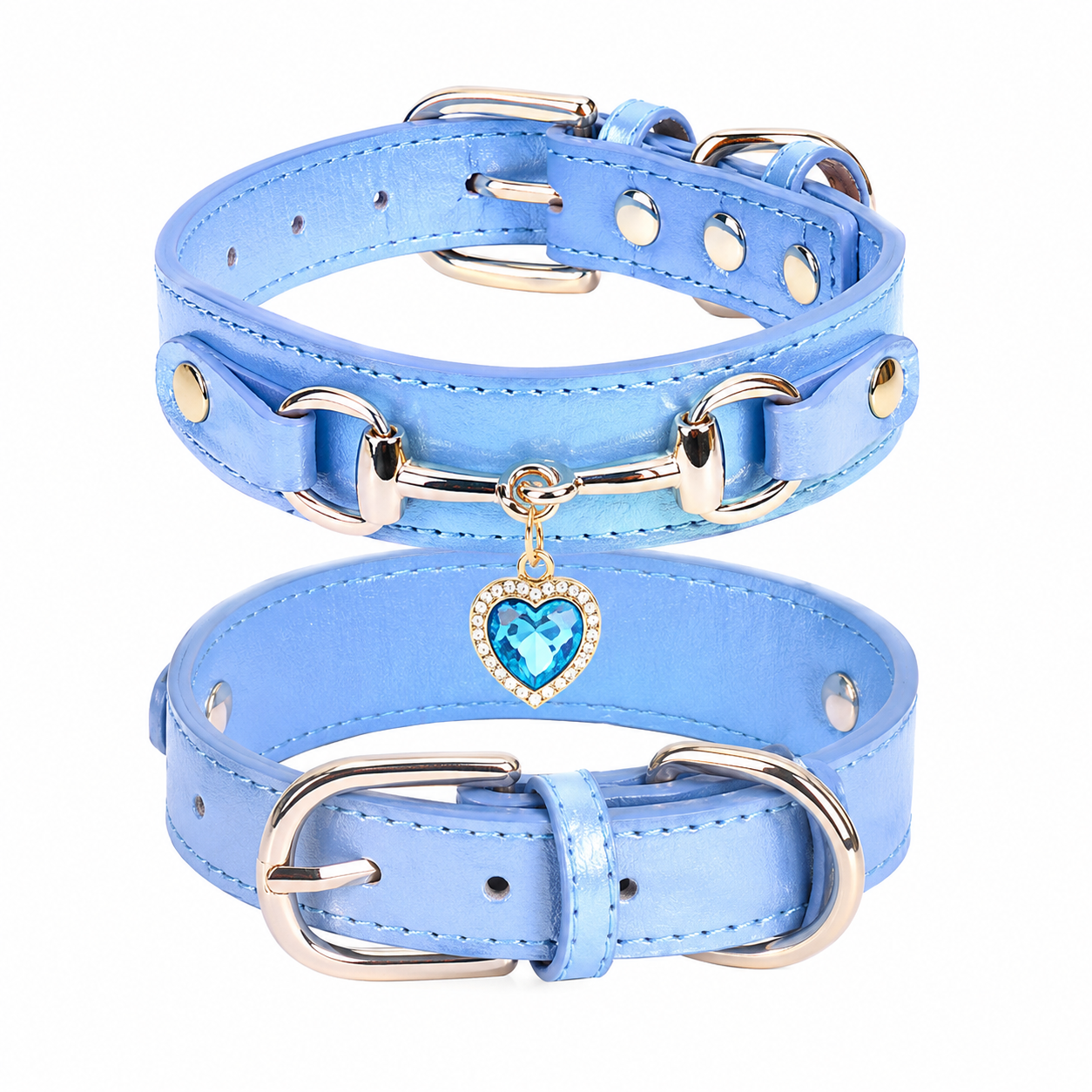 Luxury Heart Charm Pet Collar Elegant Leather Dog Collar for Small Dogs & Cats
