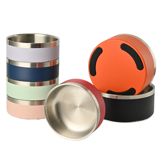 Double Layer Stainless Steel Anti-Tip Food Bowl for Dogs & Cats