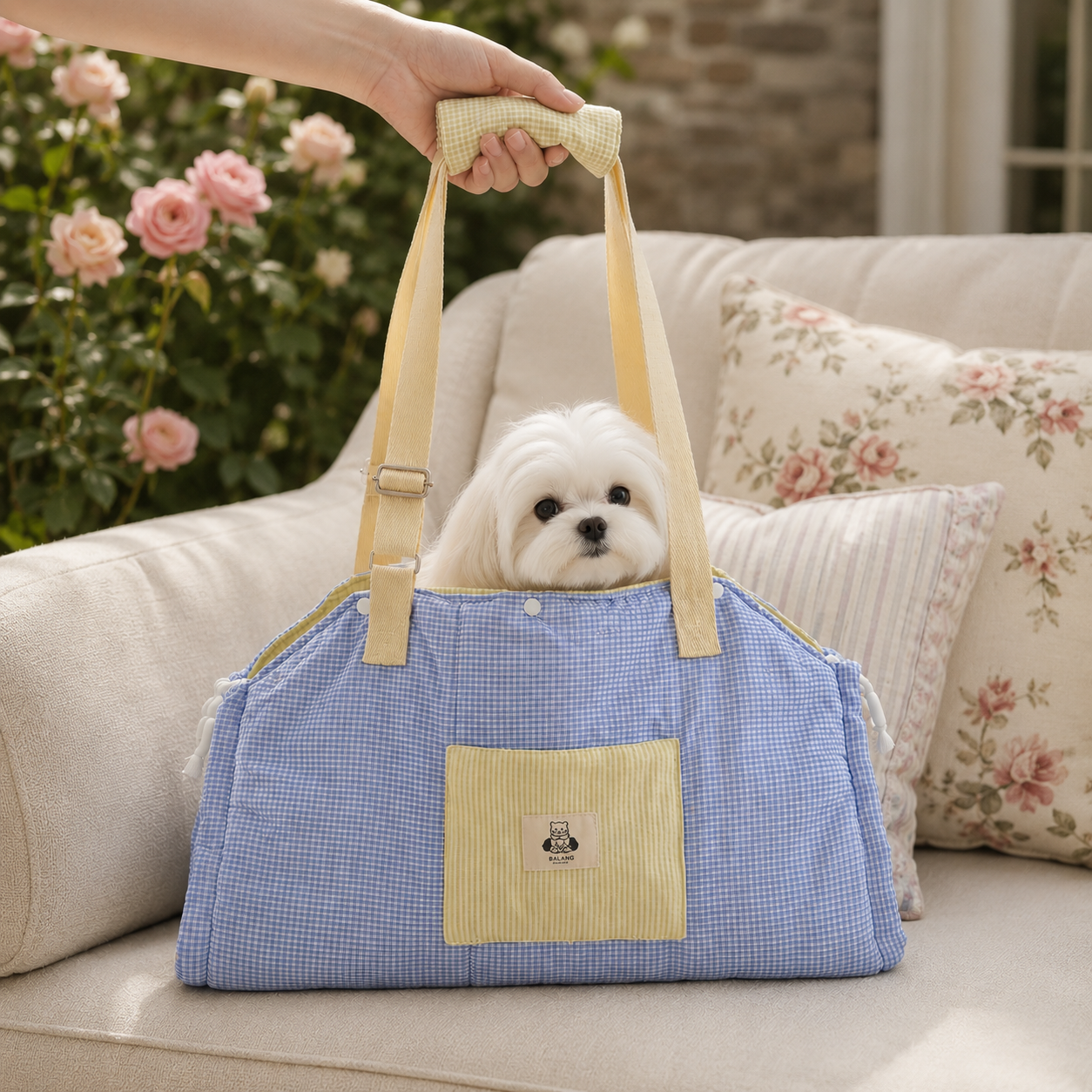 Luxury Portable Pet Carrier Bag for Small Dogs & Cats – Soft Plaid Shoulder Tote Travel Bag