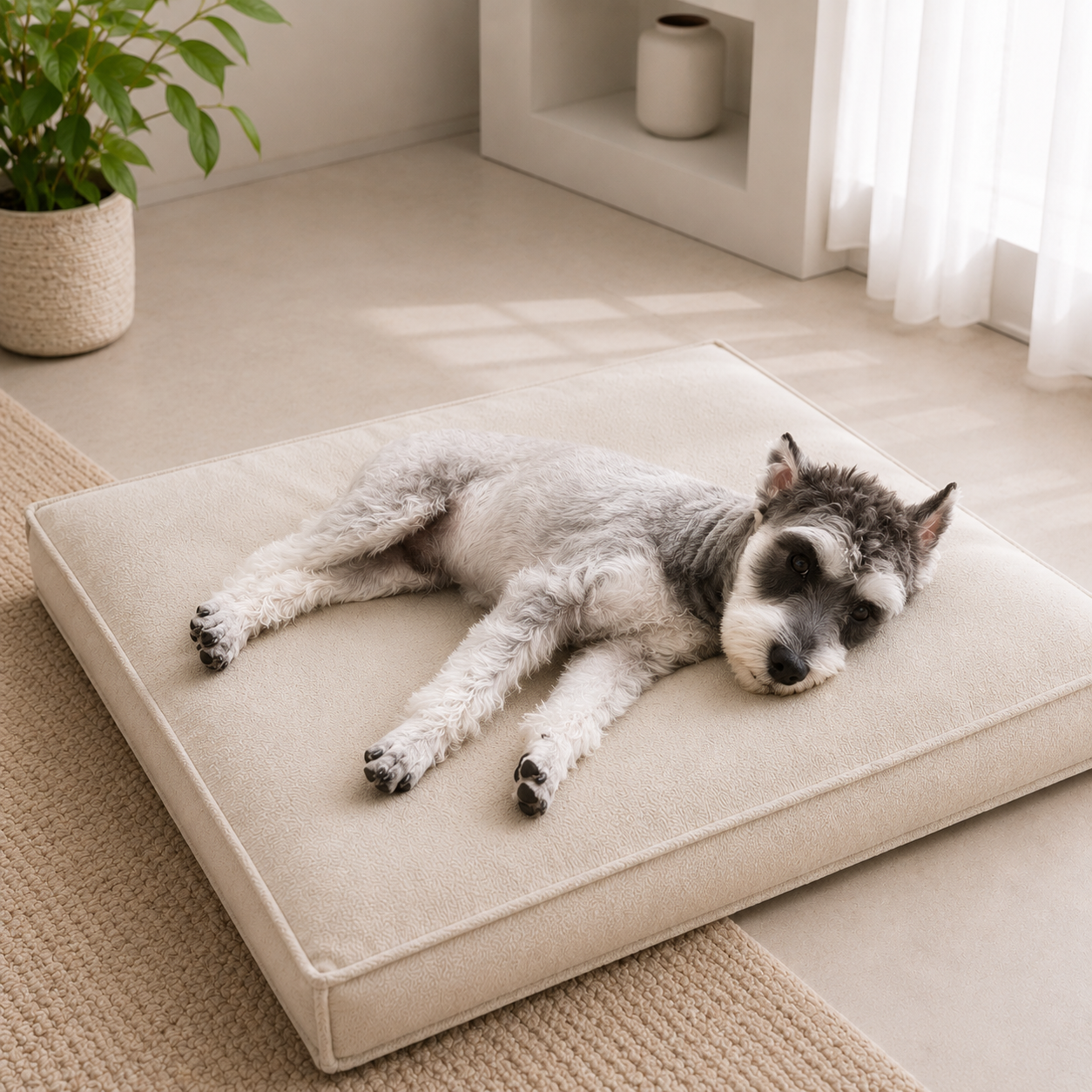 Removable Washable Pet Bed Cushion – Soft Rectangular Dog & Cat Sleeping Mat