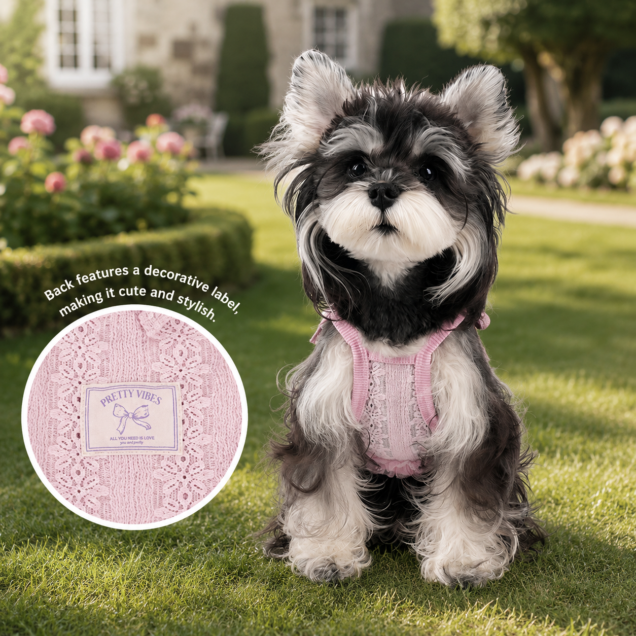 Pink Lace Dog Camisole Dress for Small Dogs | Breathable Pet Summer Vest