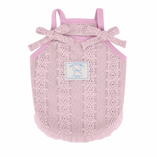 Pink Lace Dog Camisole Dress for Small Dogs | Breathable Pet Summer Vest