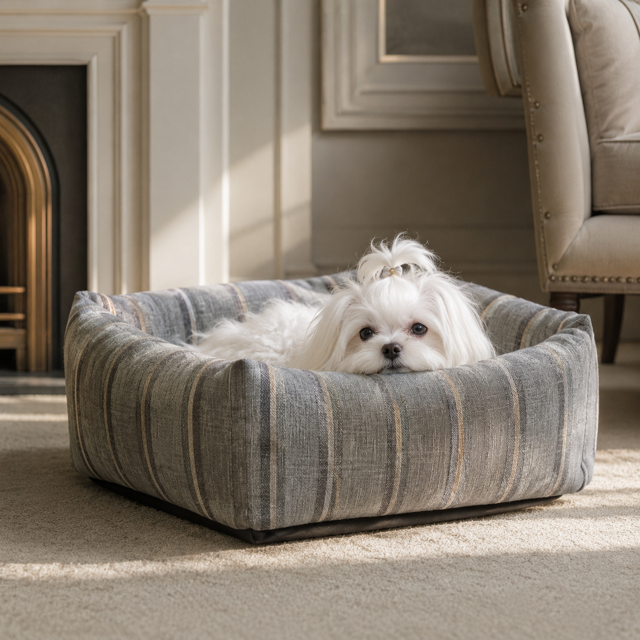 Luxury Removable Pet Bed  Minimalist Linen Blend Dog & Cat Sofa Bed