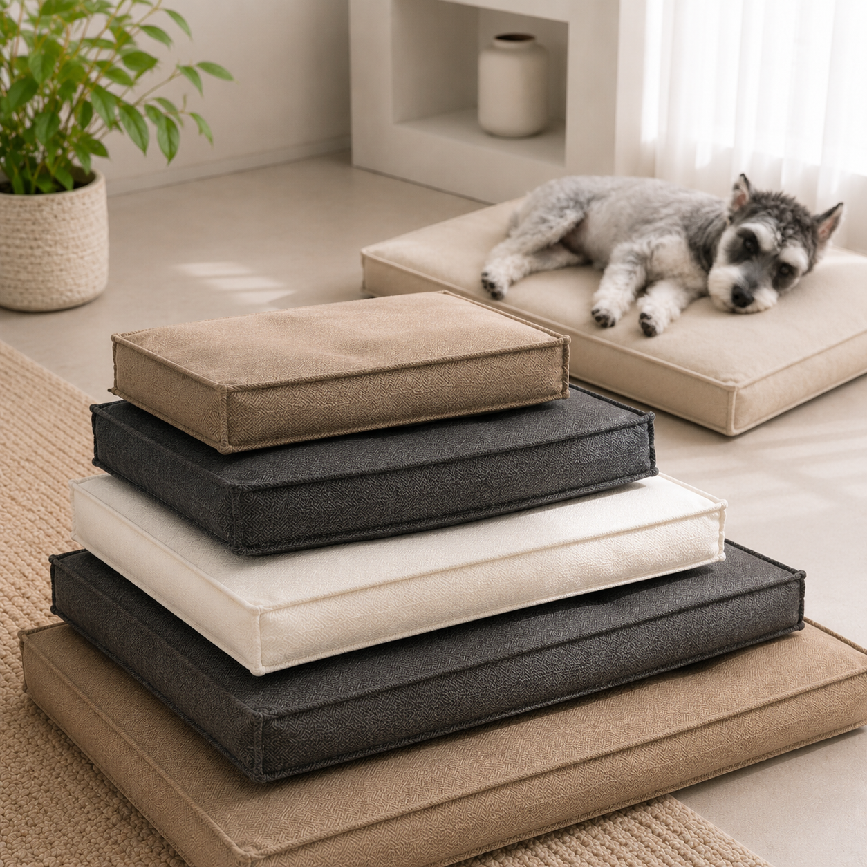 Removable Washable Pet Bed Cushion – Soft Rectangular Dog & Cat Sleeping Mat