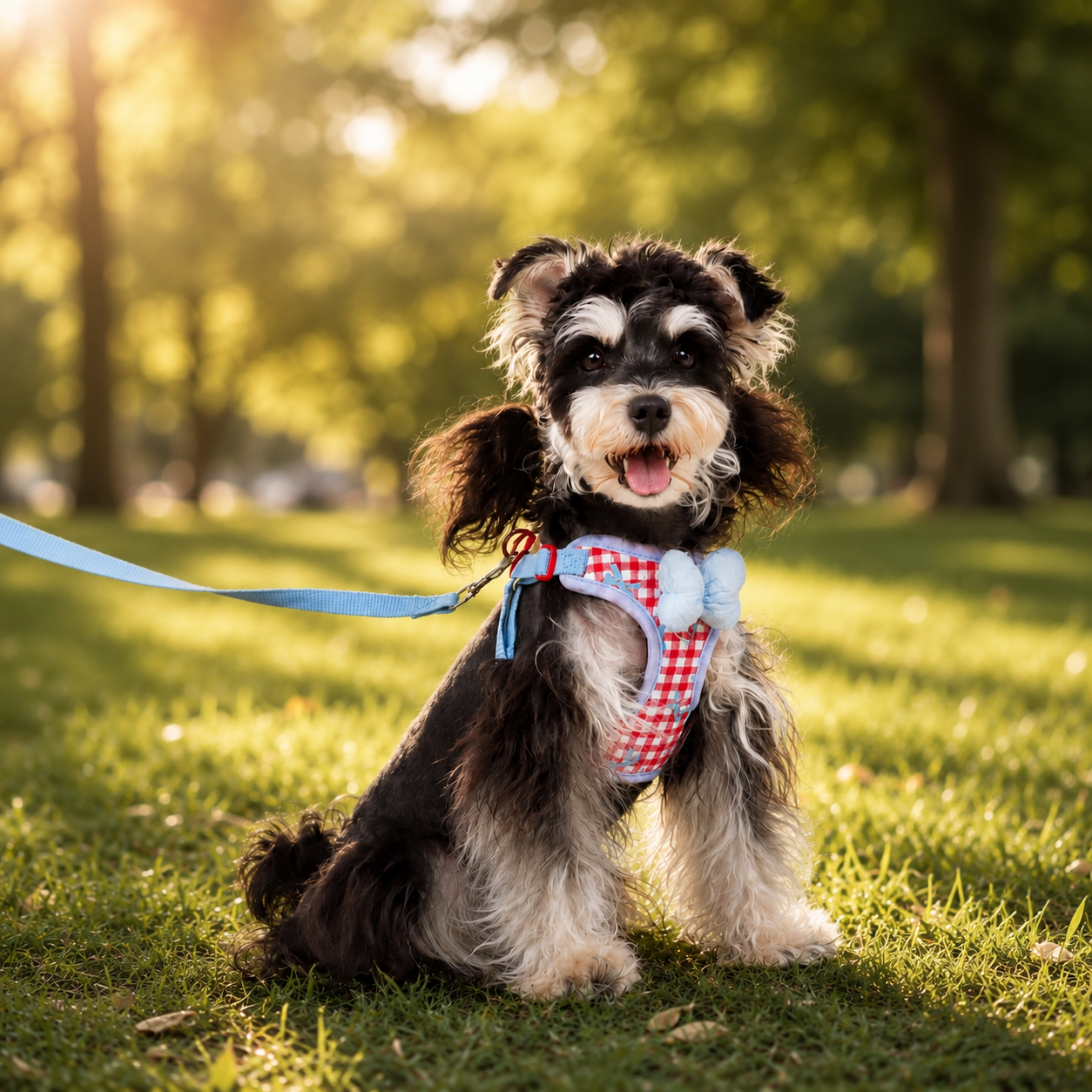 Soft Plaid Puppy Vest Harness and Leash Set