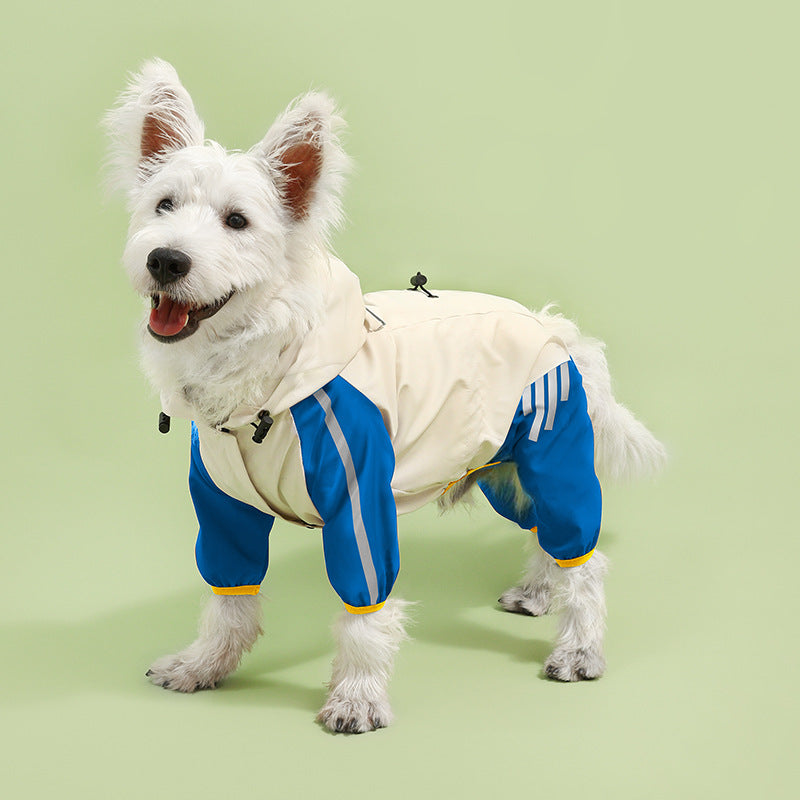 Small dog one-piece four-legged waterproof coat