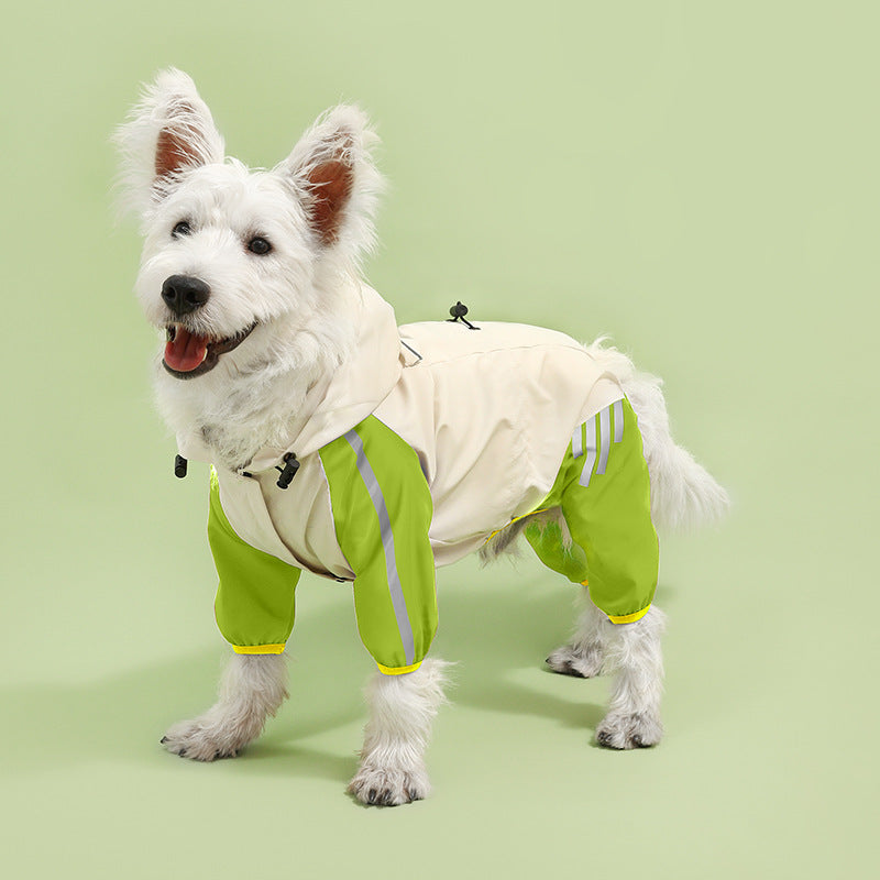 Small dog one-piece four-legged waterproof coat