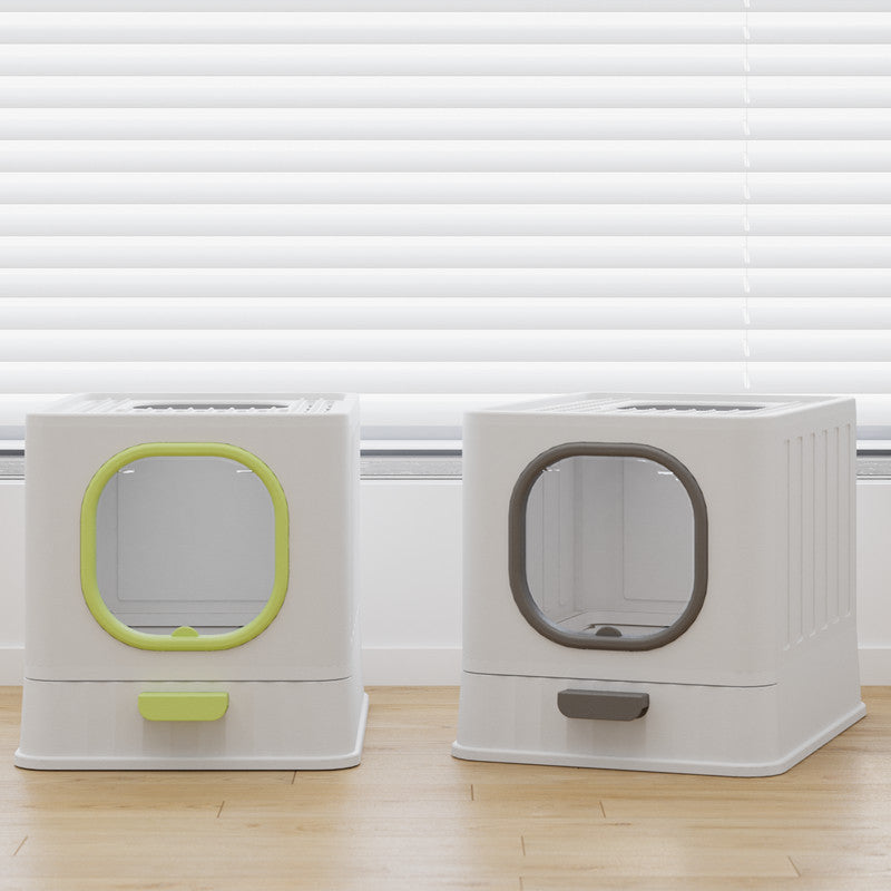 Fully Enclosed Drawer Cat Litter Box with Odor Lock & Anti-Splashing