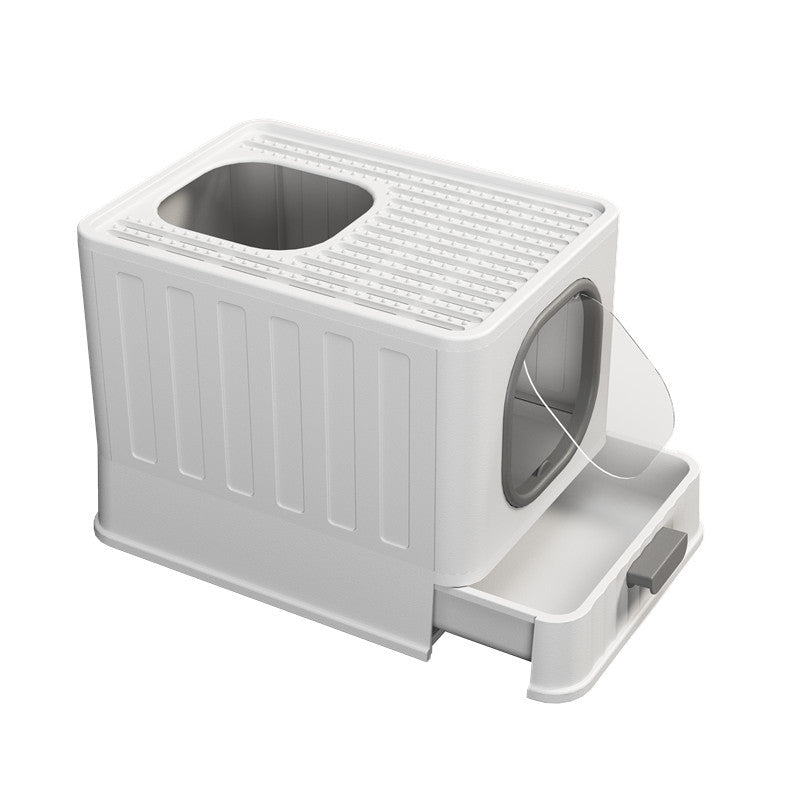 Fully Enclosed Drawer Cat Litter Box with Odor Lock & Anti-Splashing