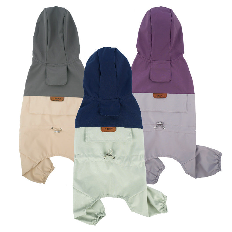 Waterproof 4-Leg Raincoat Windbreaker for Small and Medium Dogs