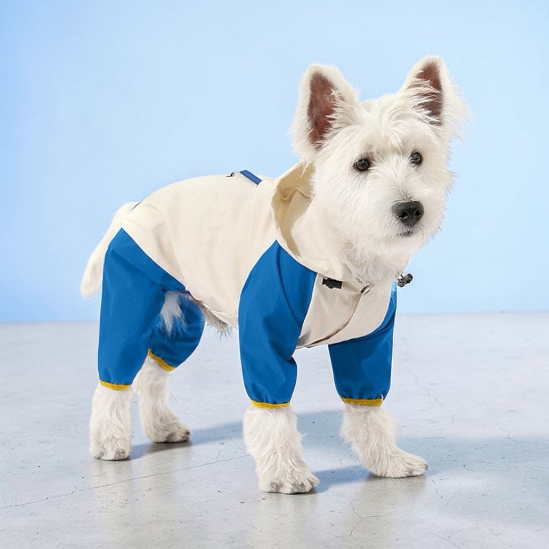Small dog one-piece four-legged waterproof coat