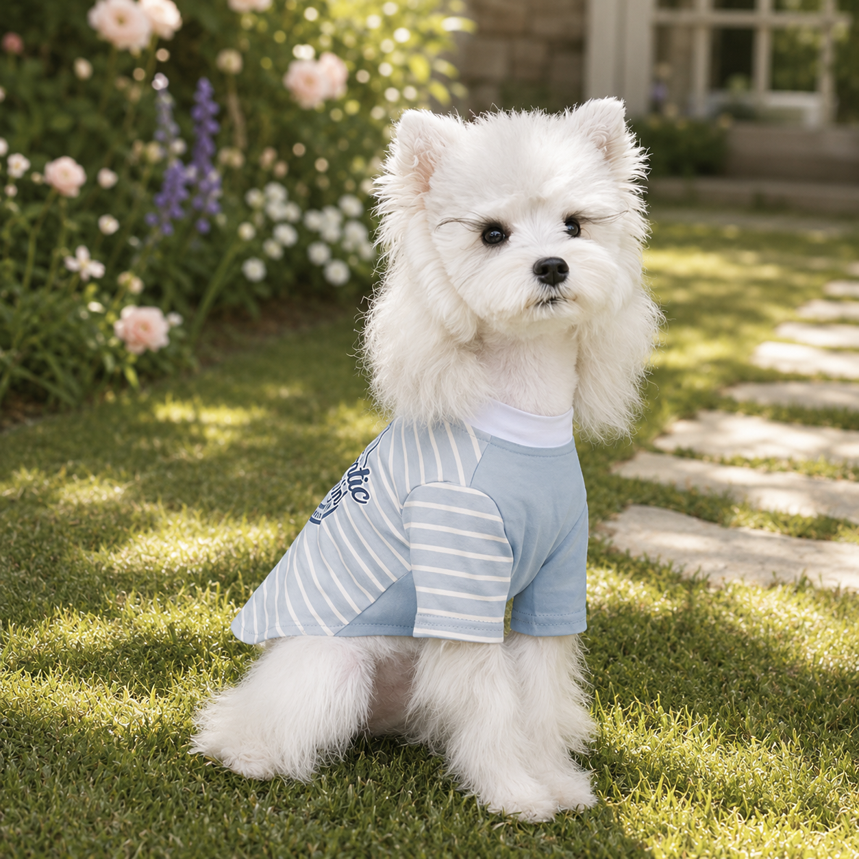 Blue Striped Dog T-Shirt for Small Dogs | Soft Breathable Puppy Clothes