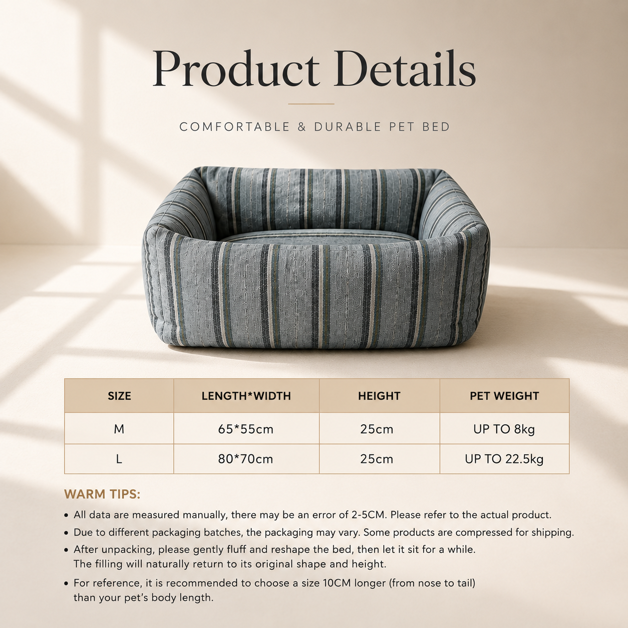 Luxury Removable Pet Bed  Minimalist Linen Blend Dog & Cat Sofa Bed