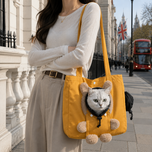 Cute Teddy Bear Tote Bag with Built-in Dog Waste Bag Dispenser & Leash Holder – Large Capacity Pet Owner Shoulder Bag
