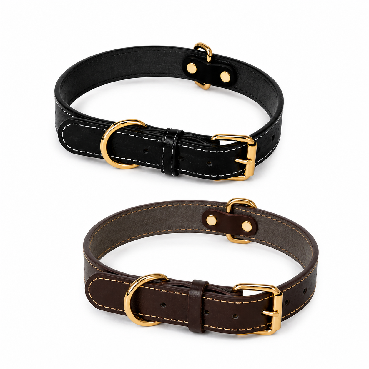Genuine Leather Dog Collar Luxury Adjustable Pet Collar for Small & Medium Dogs