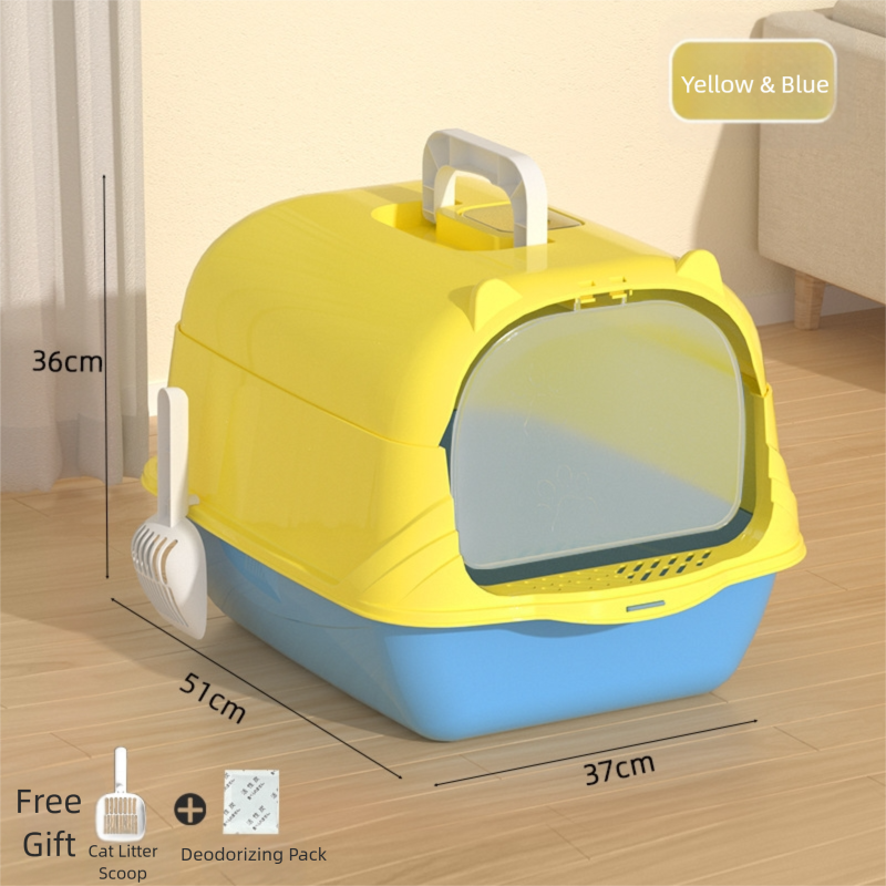 All-in-One Portable Cat Litter Box with Anti-Splash & Odour Control
