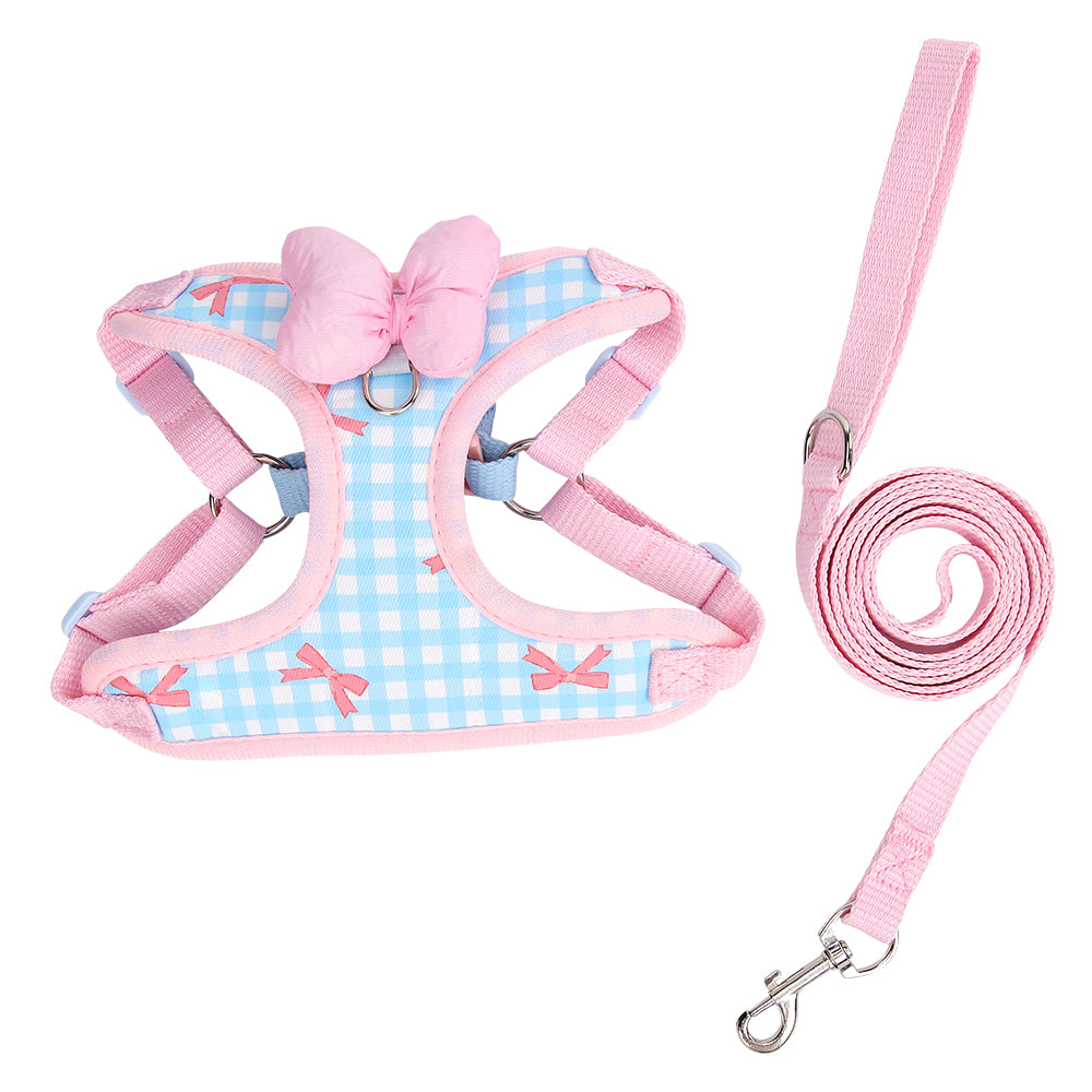 Soft Plaid Puppy Vest Harness and Leash Set