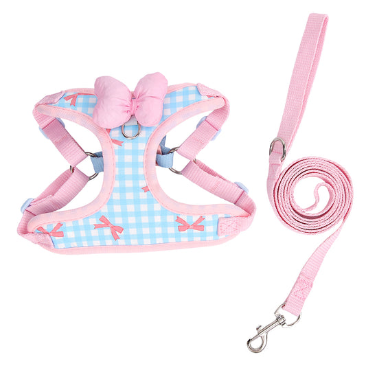Soft Plaid Puppy Vest Harness and Leash Set