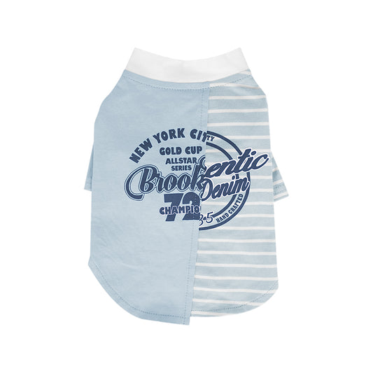 Blue Striped Dog T-Shirt for Small Dogs | Soft Breathable Puppy Clothes