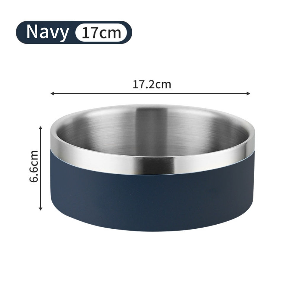 Double Layer Stainless Steel Anti-Tip Food Bowl for Dogs & Cats