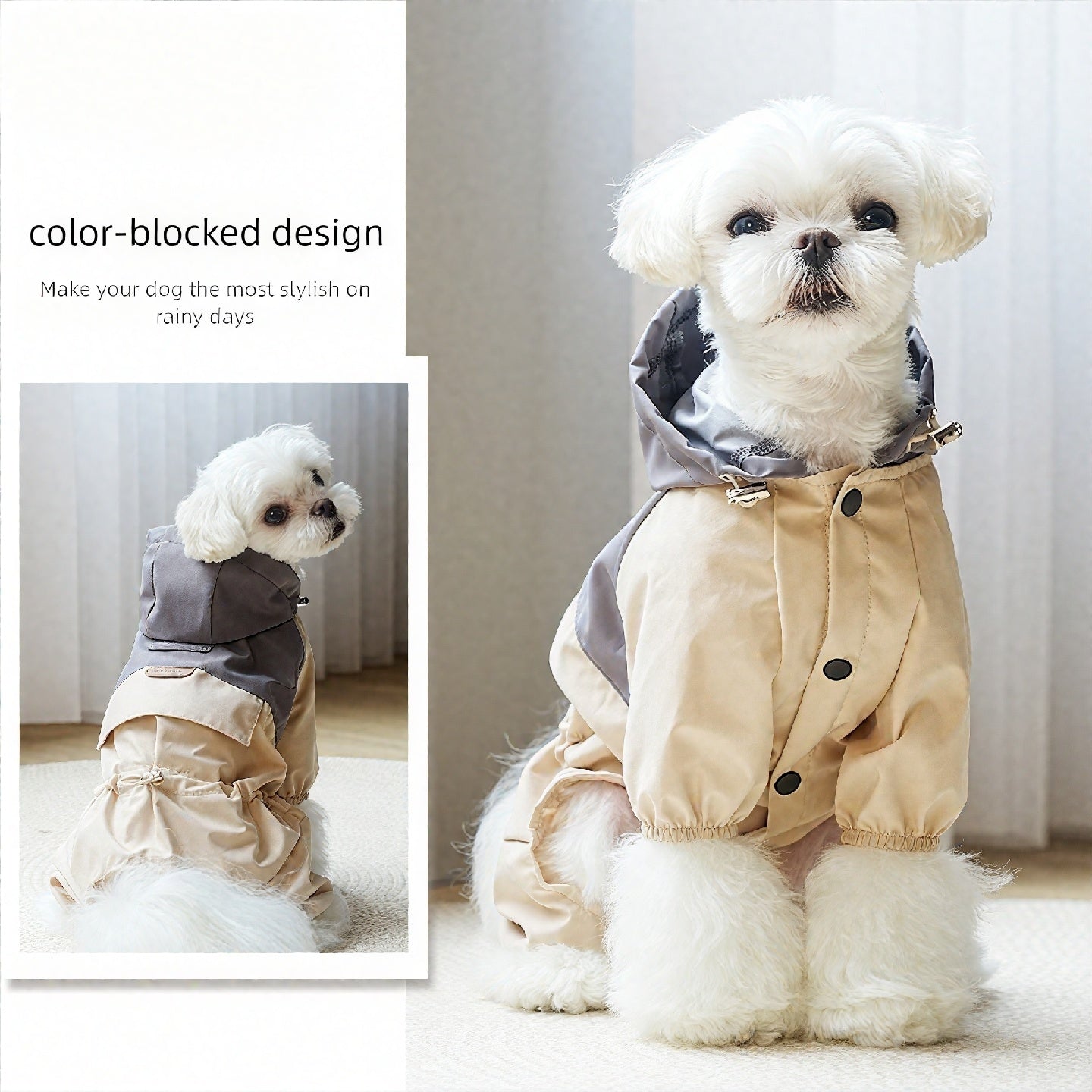 Waterproof 4-Leg Raincoat Windbreaker for Small and Medium Dogs