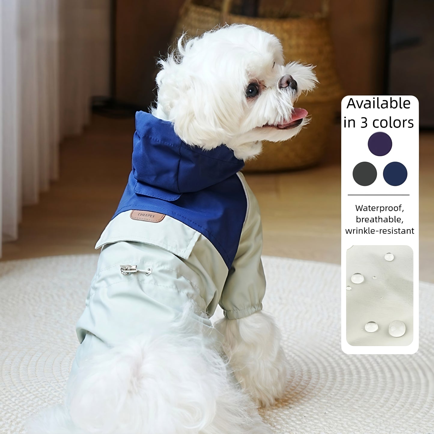 Waterproof 4-Leg Raincoat Windbreaker for Small and Medium Dogs